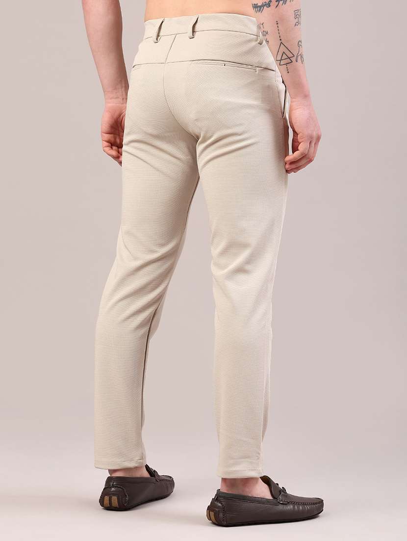 Men Solid Mid Rise Chinos Casual Trouser - 22160214 -  Standard Image - 4