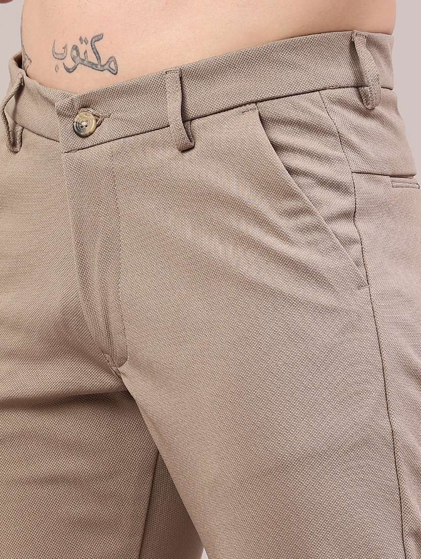 Men Solid Mid Rise Chinos Casual Trouser - 22160220 -  Standard Image - 1