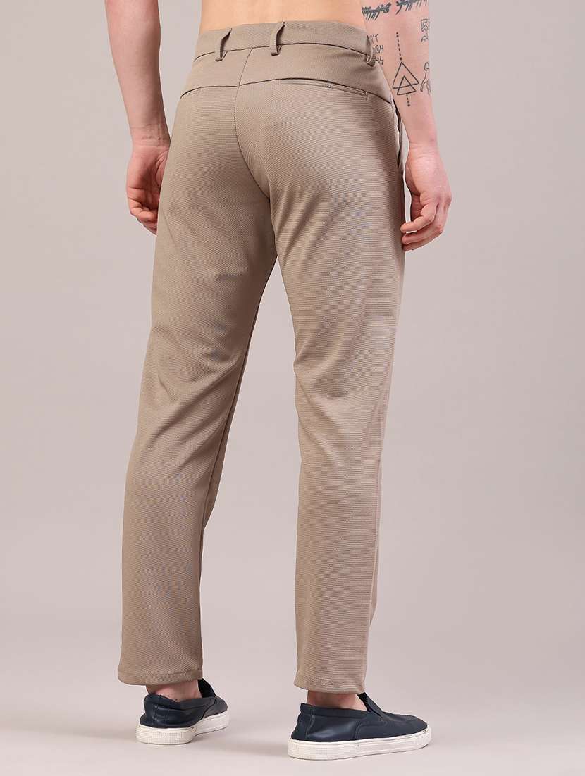 Men Solid Mid Rise Chinos Casual Trouser - 22160220 -  Standard Image - 4