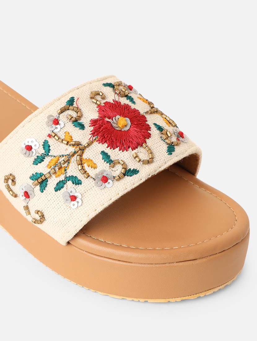 women embroidered slip on sandal - 22160297 - Standard Image - 4