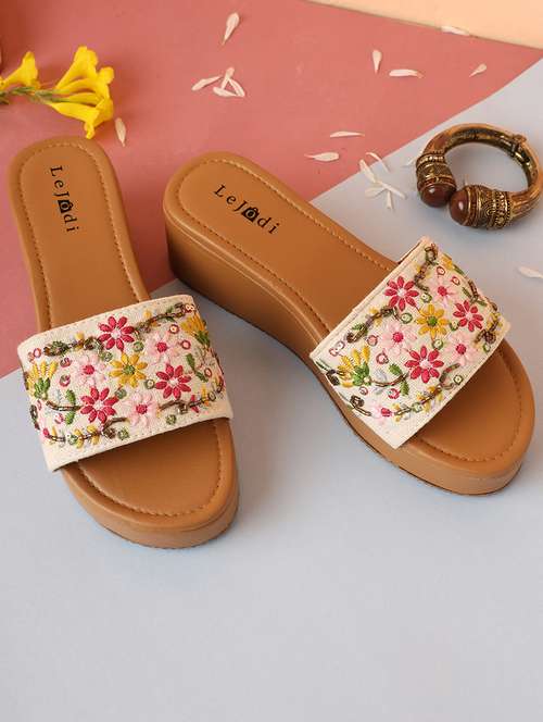 women embroidered slip on sandal - 22160299 -  Standard Image - 0