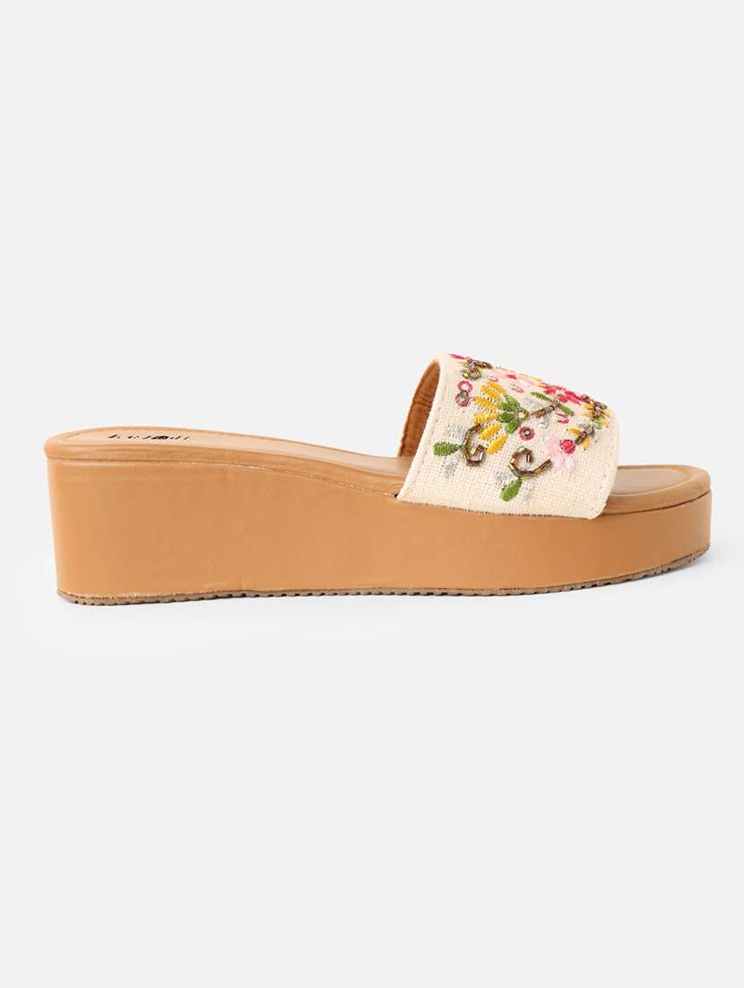 women embroidered slip on sandal - 22160299 - Standard Image - 1