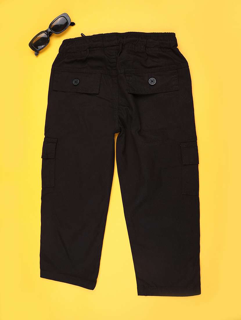 boys solid mid rise regular fit cargo - 22160303 -  Standard Image - 1
