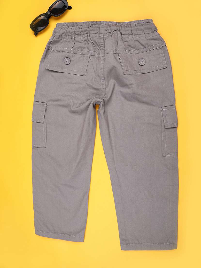 boys solid mid rise regular fit cargo - 22160304 -  Standard Image - 1