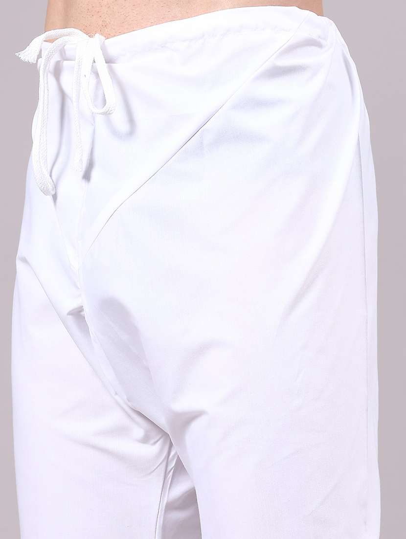 men solid with work mandarin neck kurta churidar ethnic wear set - 22160372 -  Standard Image - 4