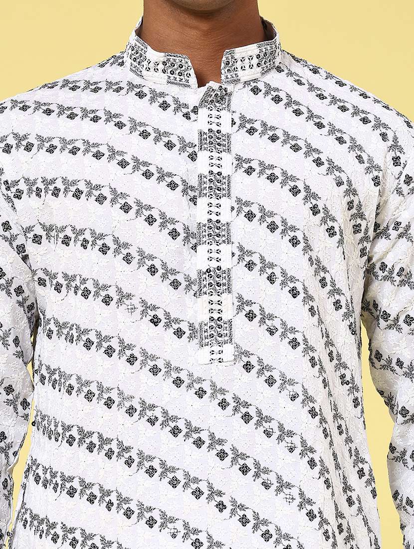 white polyester kurta pyjama ethnic wear - 22160373 -  Standard Image - 1