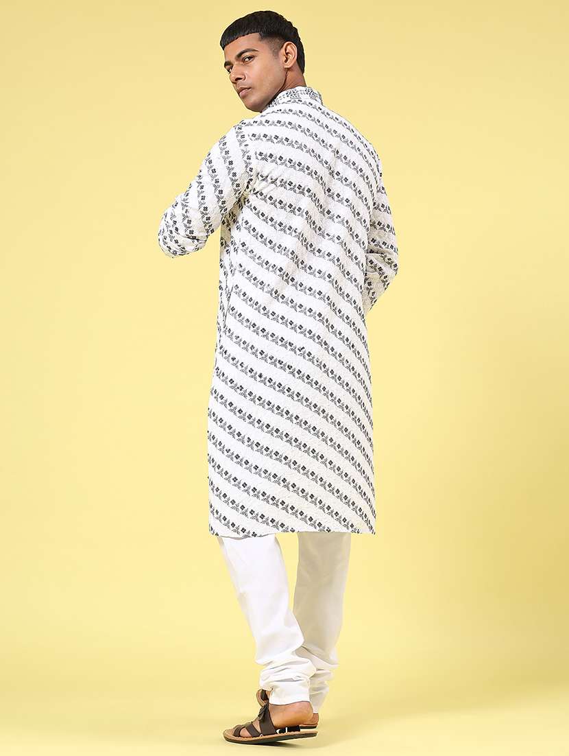 white polyester kurta pyjama ethnic wear - 22160373 -  Standard Image - 4