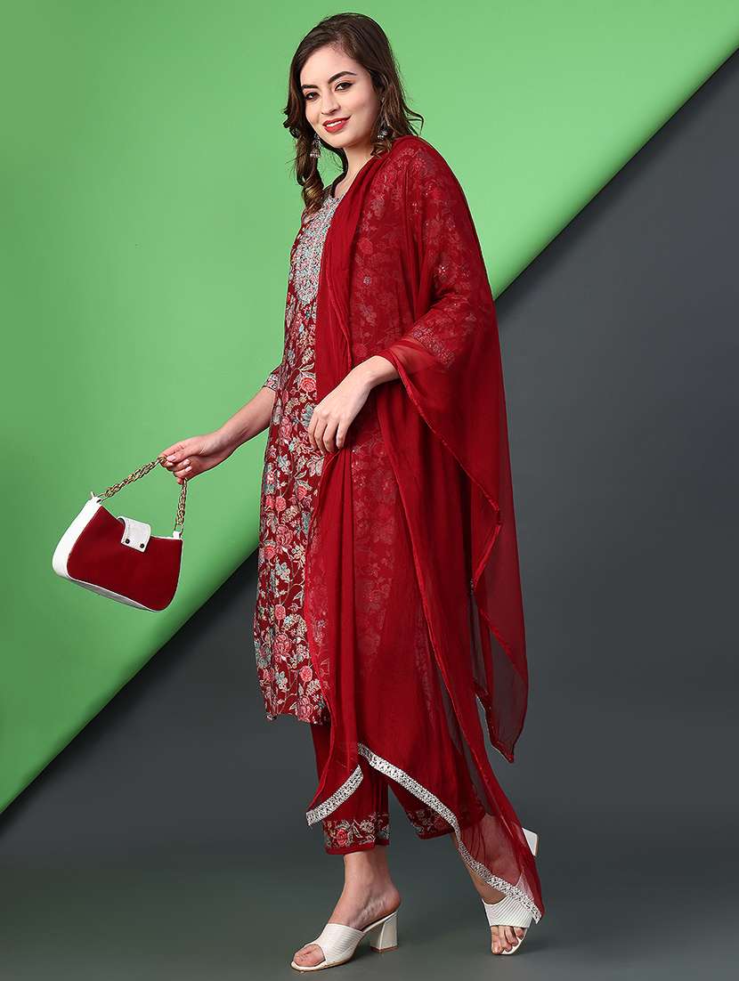 women printed kurta and pant with dupatta set - 22160391 -  Standard Image - 1