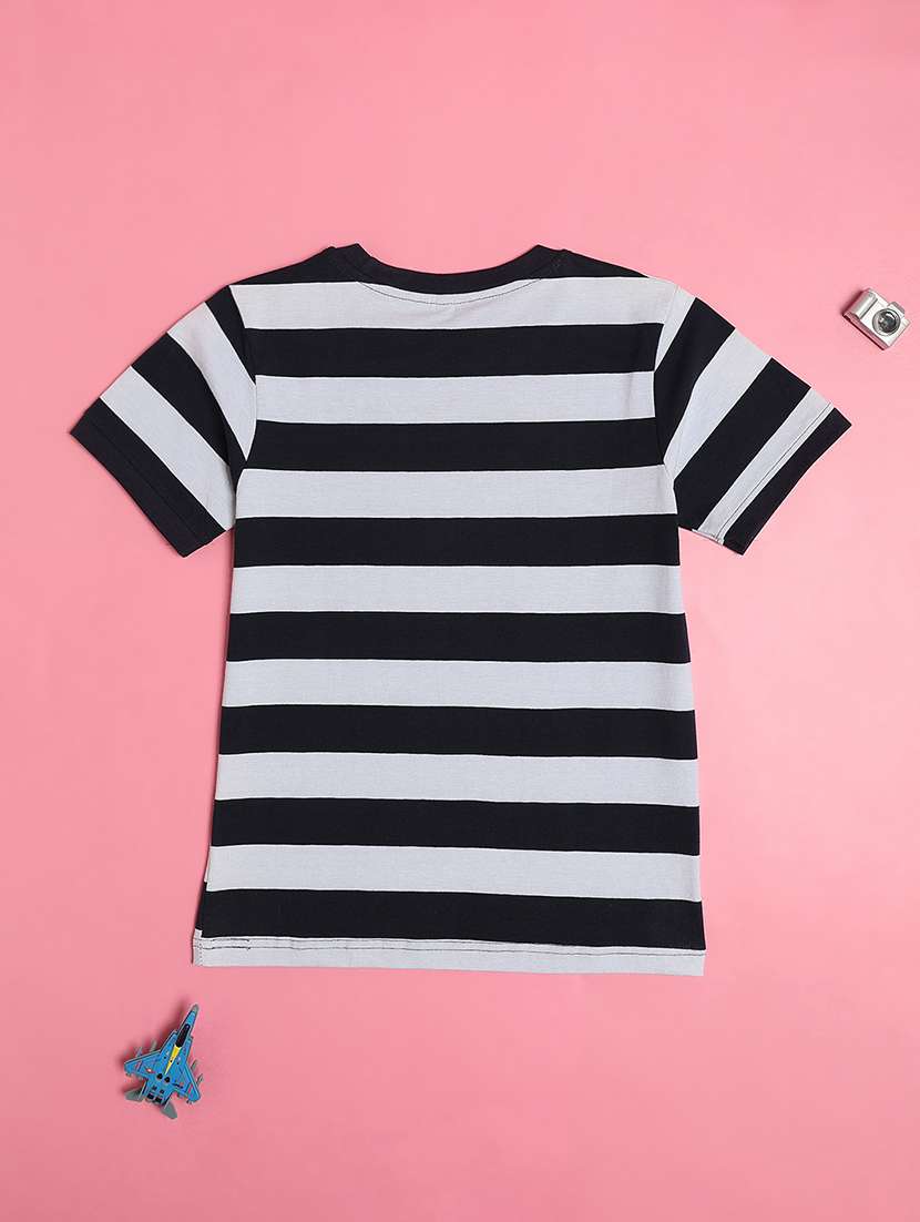 Girls Striped Round Neck Tee - 22160454 -  Standard Image - 1