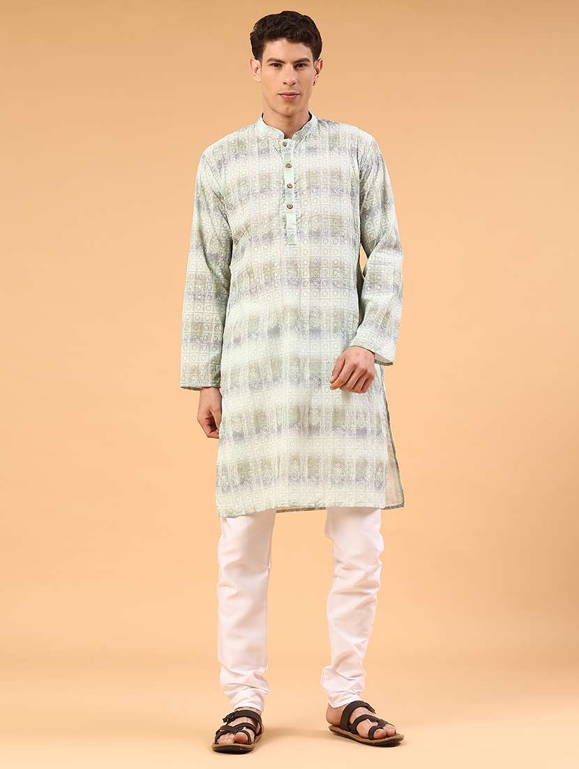green kurta pyjama ethnic wear set