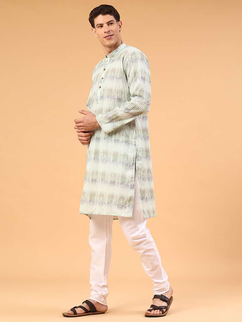 Green Kurta Pyjama Ethnic Wear Set - 22160506 -  Standard Image - 4