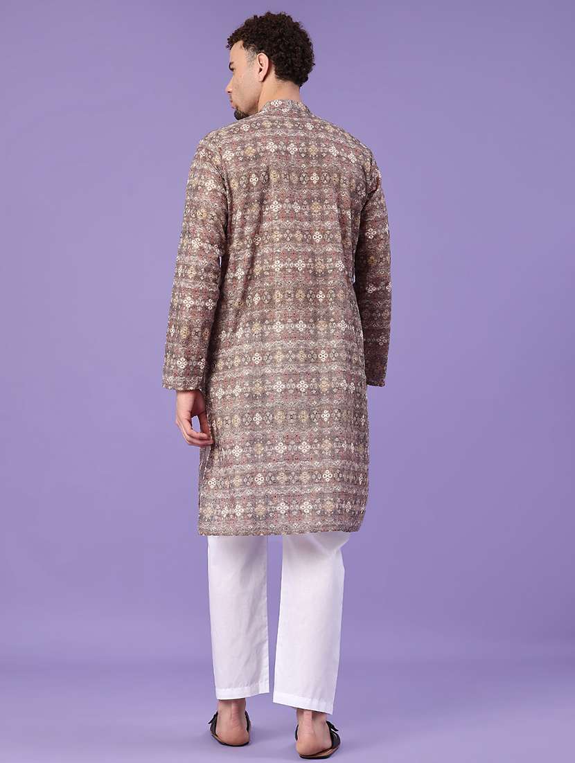 brown polyester kurta pyjama ethnic wear - 22160548 -  Standard Image - 4