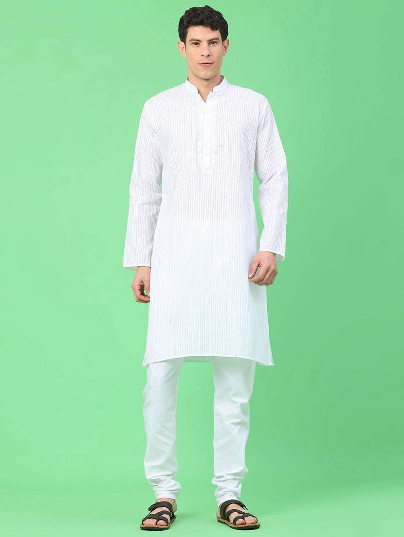 men self design mandarin neck kurta churidar ethnic wear set - 22160549 -  Standard Image - 1