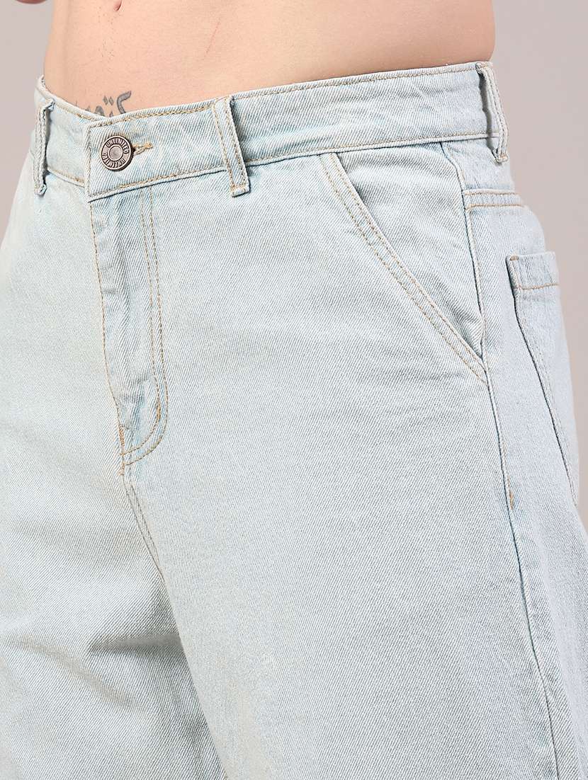 men plain mid rise full length baggy jeans - 22160573 -  Standard Image - 1