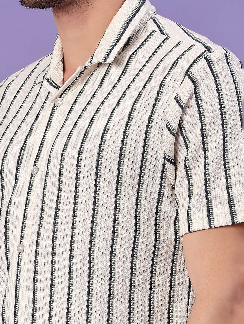 men striped short sleeve regular fit casual shirt - 22160574 -  Standard Image - 1
