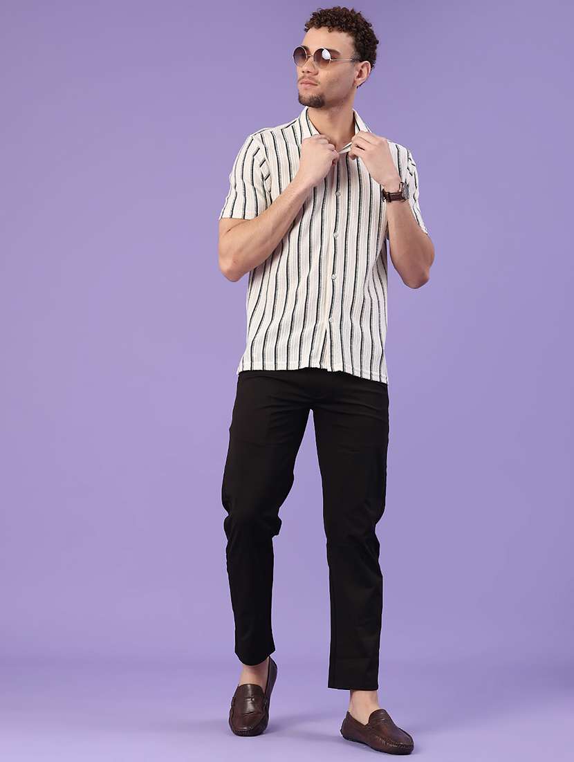 men striped short sleeve regular fit casual shirt - 22160574 -  Standard Image - 4