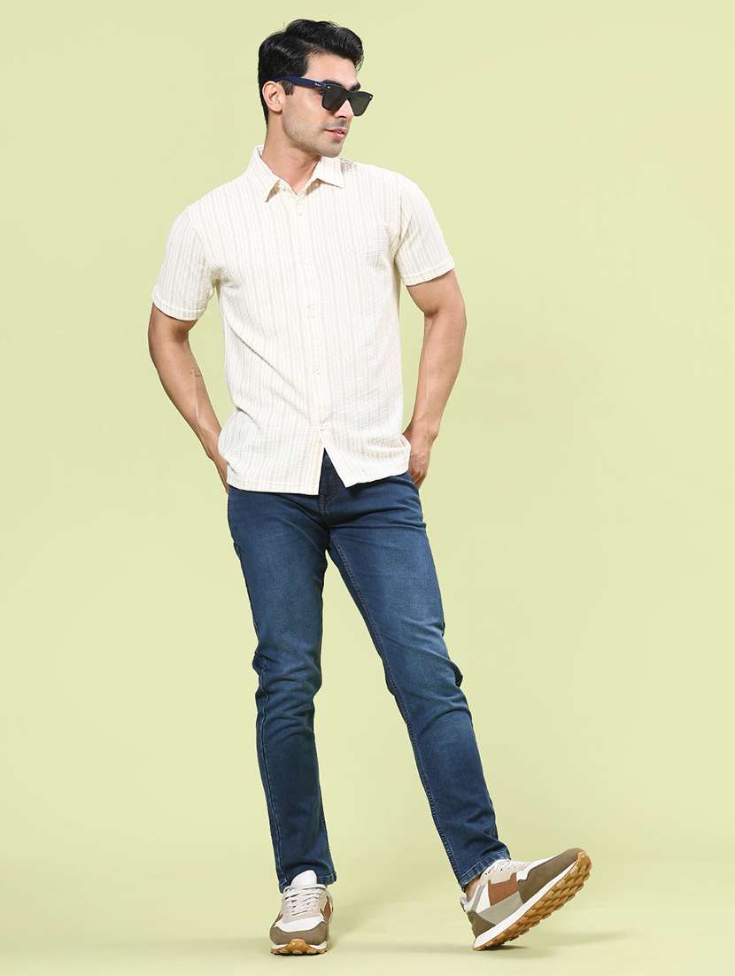 men striped short sleeve regular fit casual shirt - 22160575 -  Standard Image - 4