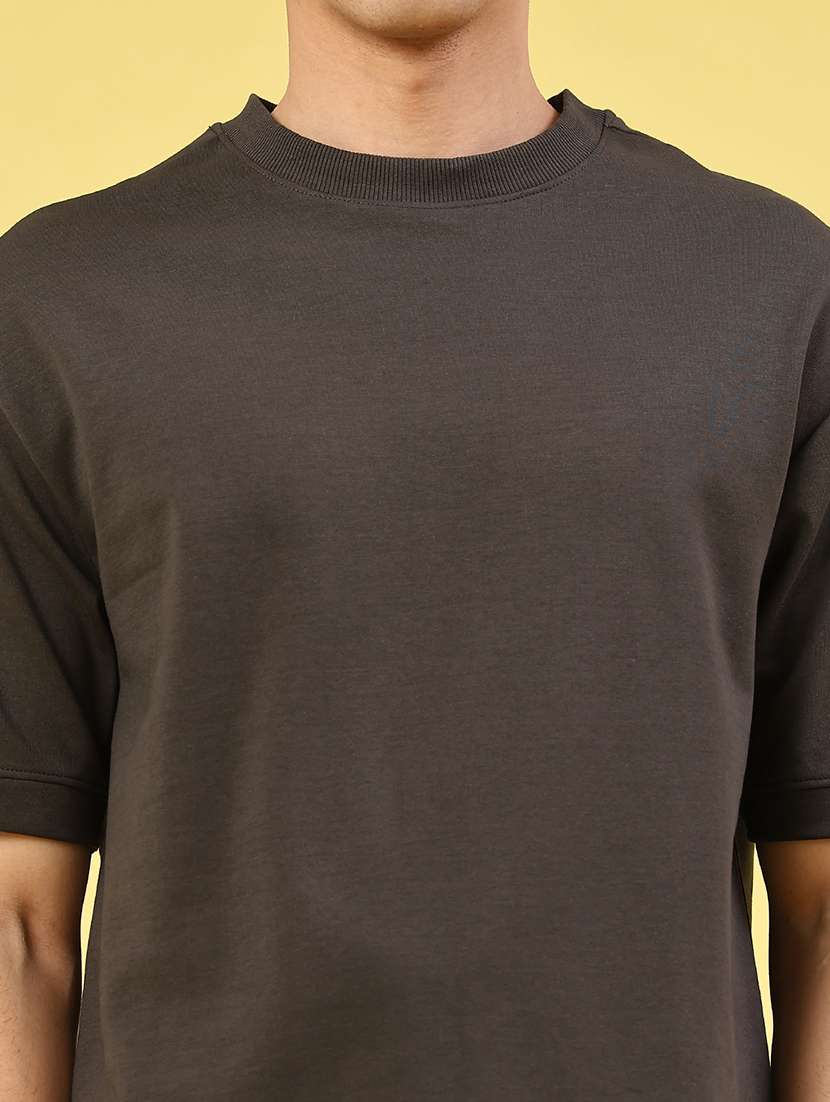 men grey cotton blend plain t-shirt - 22160577 -  Standard Image - 1