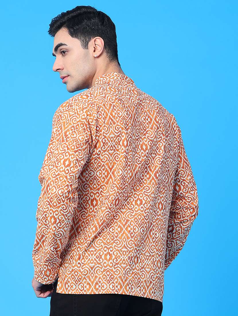 men printed mandarin neck short kurta - 22160578 -  Standard Image - 4