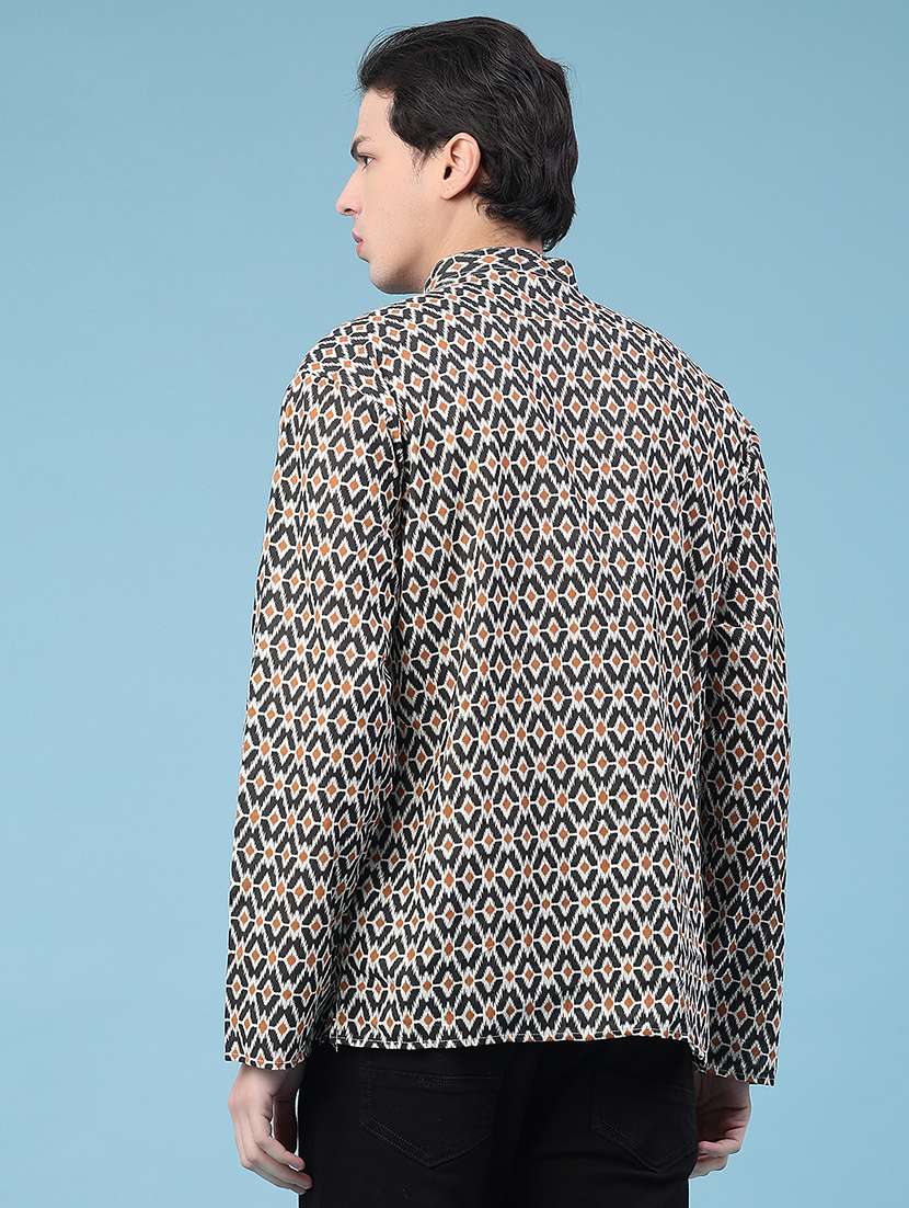 men printed mandarin neck short kurta - 22160583 -  Standard Image - 4
