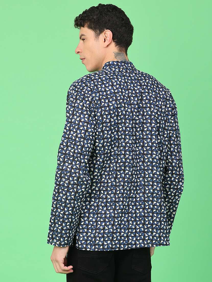 men printed mandarin neck short kurta - 22160586 -  Standard Image - 4