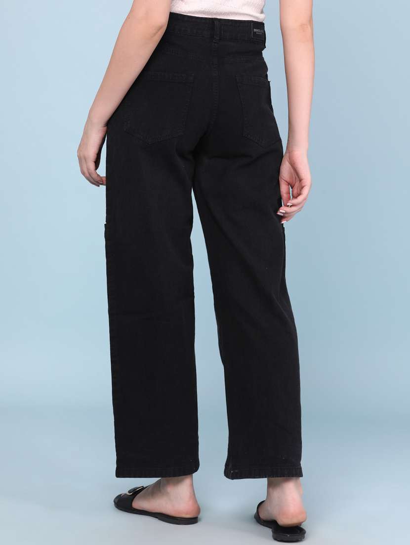 Girls Solid High Rise Wide Leg Jeans - 22160830 -  Standard Image - 4