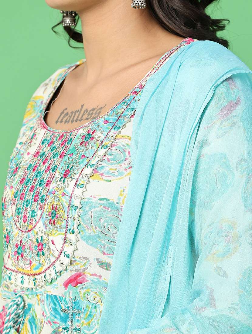 women printed three quarter sleeve kurta pant with dupatta set - 22160874 -  Standard Image - 4