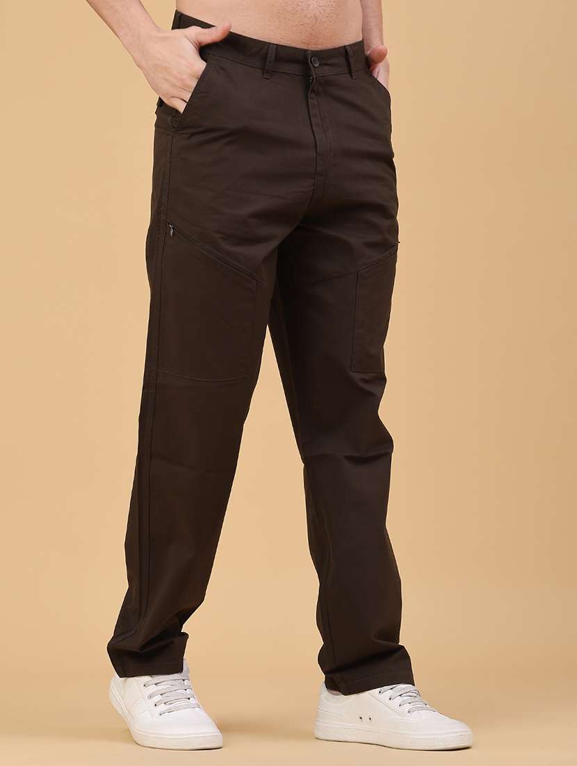 men solid mid rise cargo - 22160908 -  Standard Image - 1