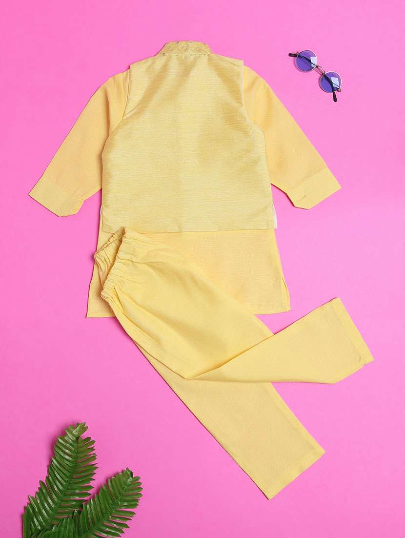boys embroidered kurta and pyjama set with jacket - 22160953 -  Standard Image - 1