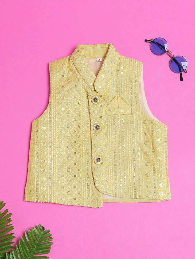 boys embroidered kurta and pyjama set with jacket - 22160953 -  Standard Image - 4