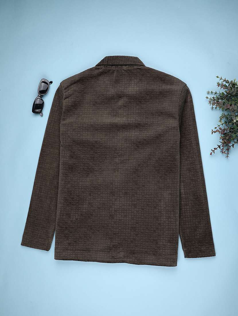 Boys Solid Collared Long Sleeve Shacket - 22160960 -  Standard Image - 1