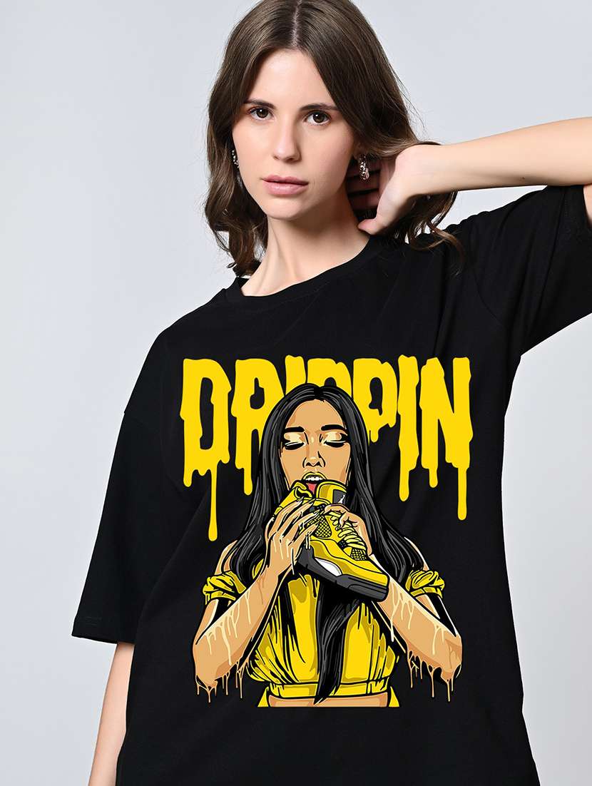 women printed short sleeve oversized t-shirt - 22161016 -  Standard Image - 1