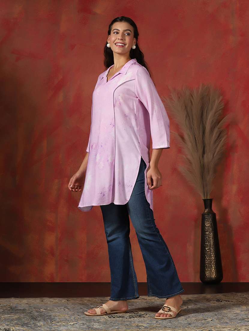 women printed three quarter sleeve straight kurti - 22161017 -  Standard Image - 1