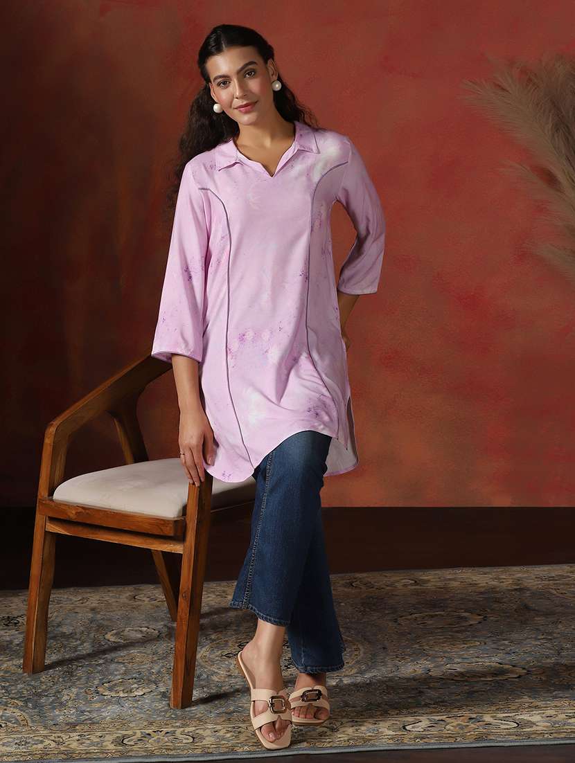 women printed three quarter sleeve straight kurti - 22161017 -  Standard Image - 4