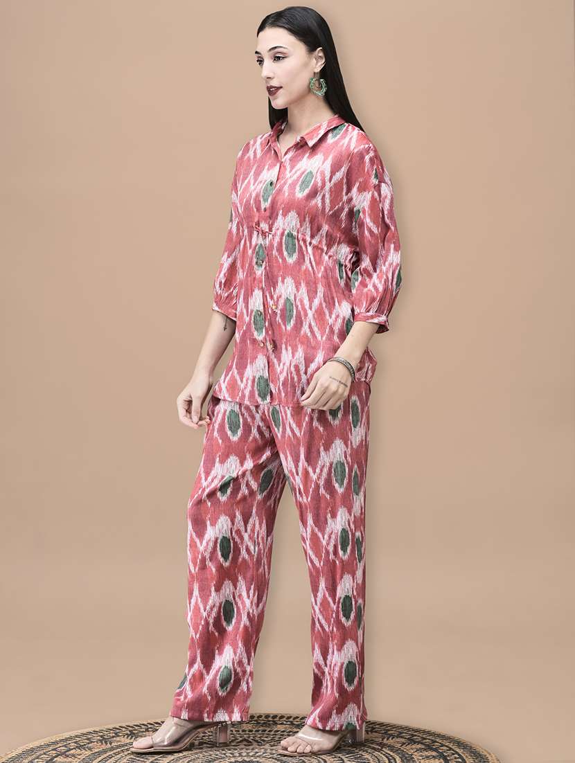 women three quarter sleeve regular fit ethnic co-ord set - 22161027 -  Standard Image - 1