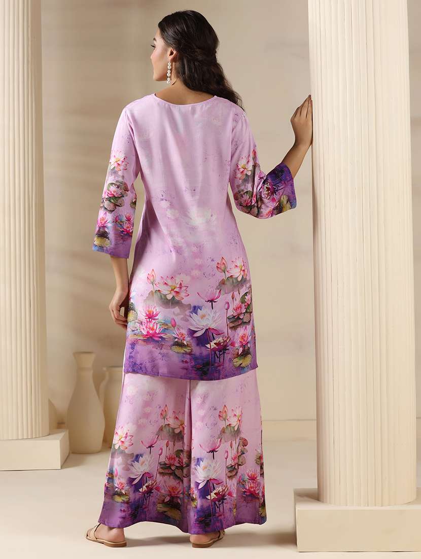 women three quarter sleeve regular fit ethnic co-ord set - 22161032 -  Standard Image - 4