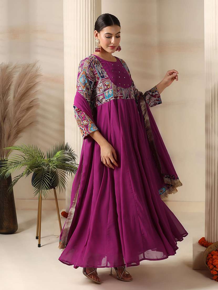 women embroidered long sleeve kurta dupatta set - 22161034 -  Standard Image - 1