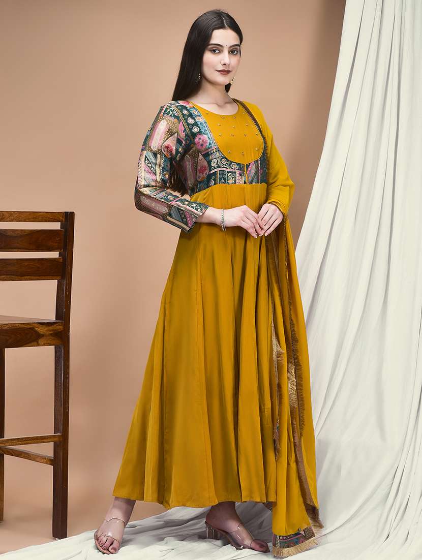 women embroidered long sleeve kurta dupatta set - 22161035 -  Standard Image - 1
