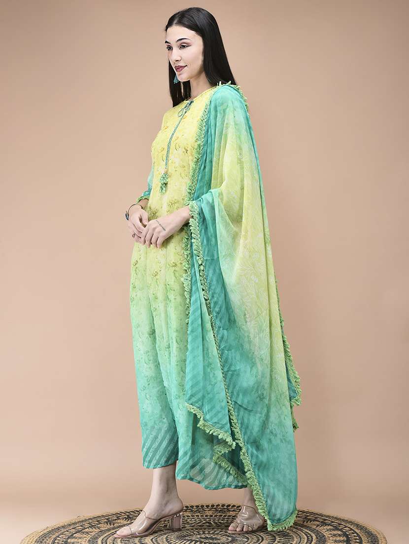 women floral printed three quarter sleeve kurta dupatta set - 22161036 -  Standard Image - 1