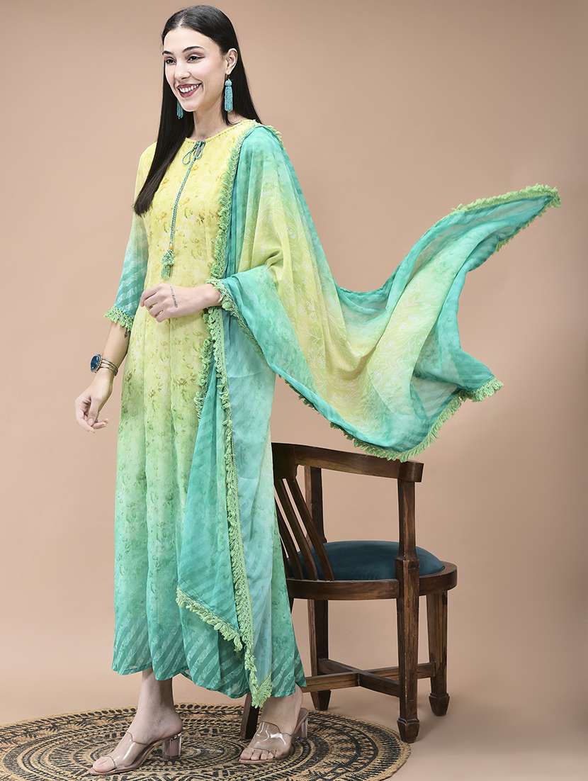 women floral printed three quarter sleeve kurta dupatta set - 22161036 -  Standard Image - 4