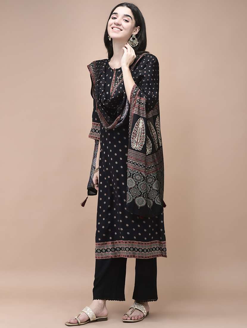 women printed three quarter sleeve kurta pant with dupatta set - 22161056 -  Standard Image - 1