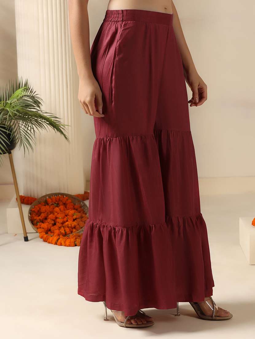 women embroidered three quarter sleeve kurta sharara with dupatta set - 22161062 -  Standard Image - 4