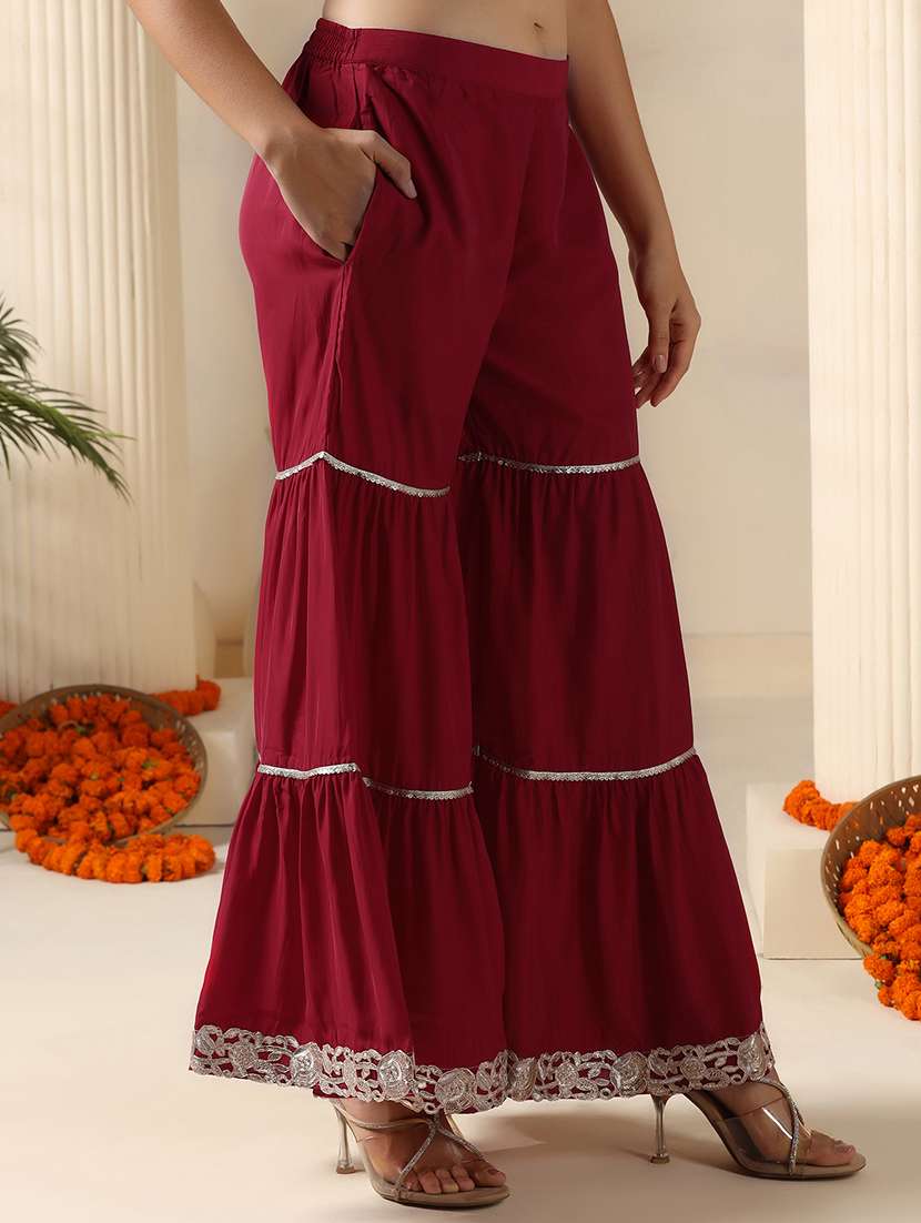 women embroidered three quarter sleeve kurta sharara with dupatta set - 22161072 -  Standard Image - 4
