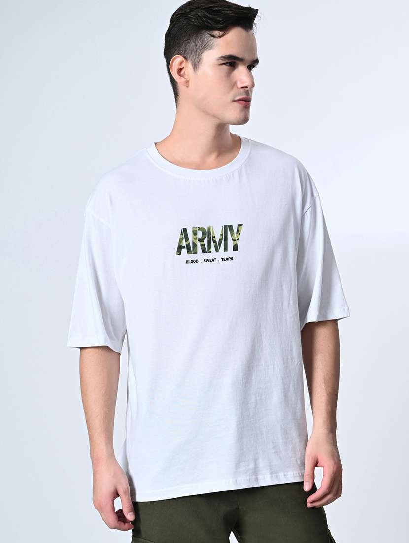 men chest print short sleeve oversized t-shirt - 22161096 -  Standard Image - 1