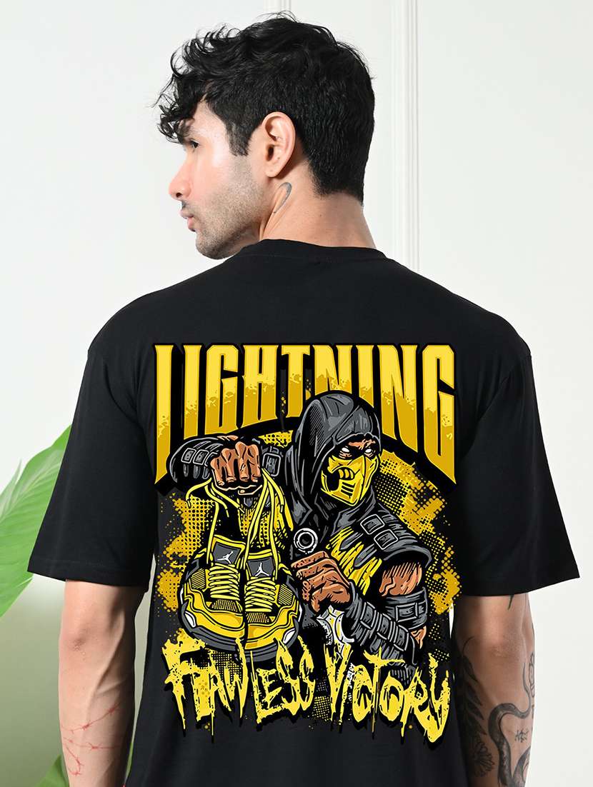 men front & back print short sleeve loose fit t-shirt - 22161111 -  Standard Image - 1