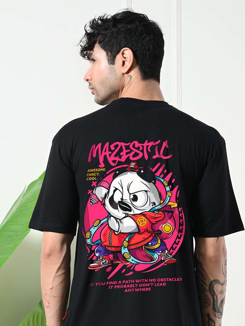 men front & back print short sleeve loose fit t-shirt - 22161116 -  Standard Image - 1