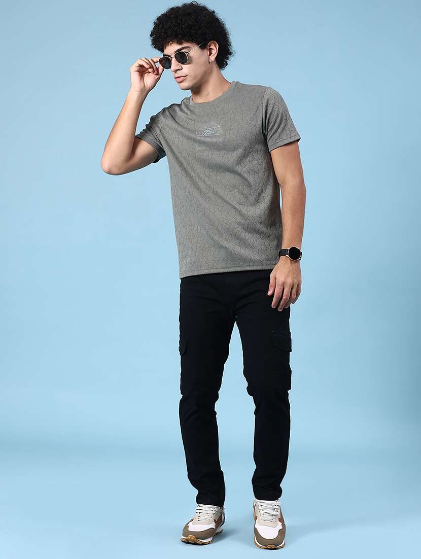 men olive cotton blend plain t-shirt - 22161133 -  Standard Image - 4
