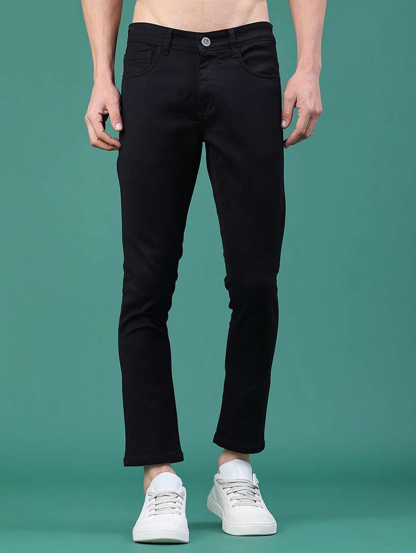 men plain mid rise ankle length slim fit jeans