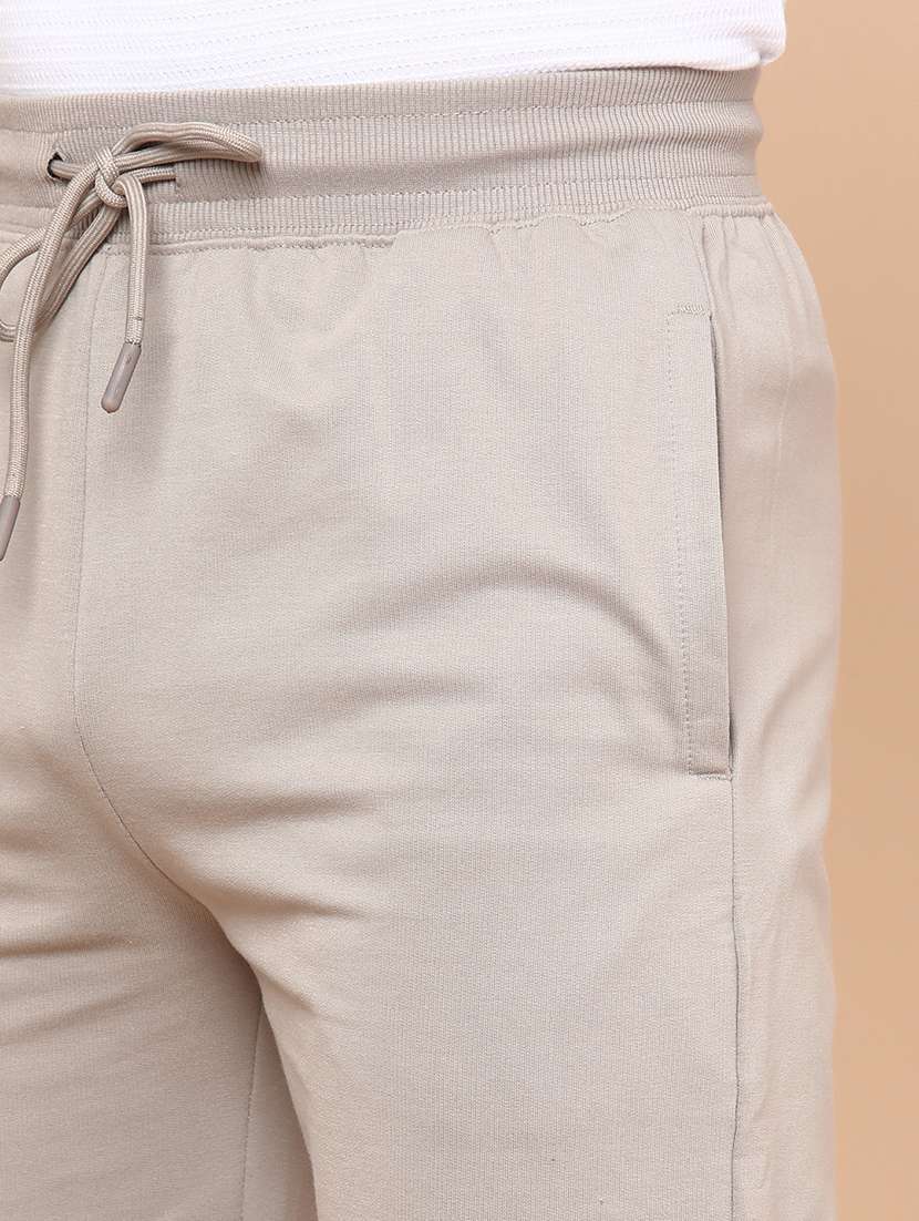 men beige cotton  full length track pant - 22161234 -  Standard Image - 1