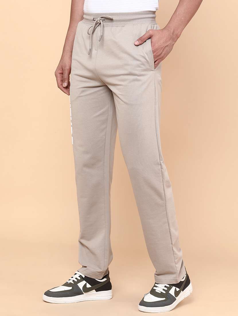 men beige cotton  full length track pant - 22161234 -  Standard Image - 4